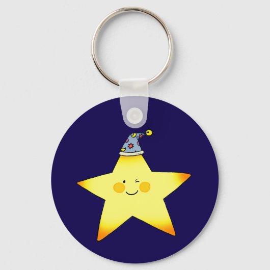 Cute Sleepy Star Cartoon Illustration Sleutelhanger (Voorkant)