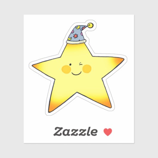 Cute Sleepy Star Cartoon Illustration Sticker (Vel)