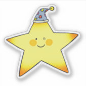 Cute Sleepy Star Cartoon Illustration Sticker (Voorkant)