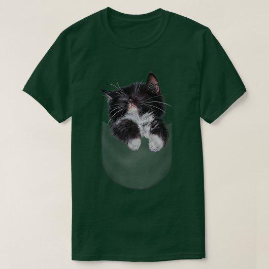 Cute Sleepy Tabby Kitten in Pocket, Cat T-shirt (Design voorkant)