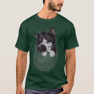 Cute Sleepy Tabby Kitten in Pocket, Cat T-shirt