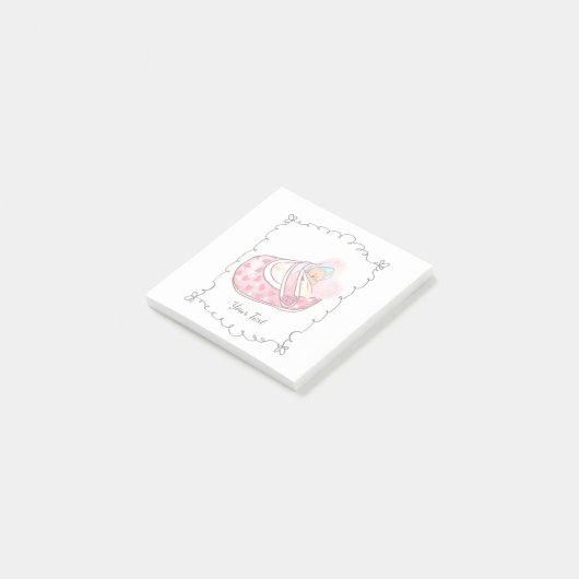 Cute Sleepy Teddy Bear Custom Name Post-it® Notes (Schuin)