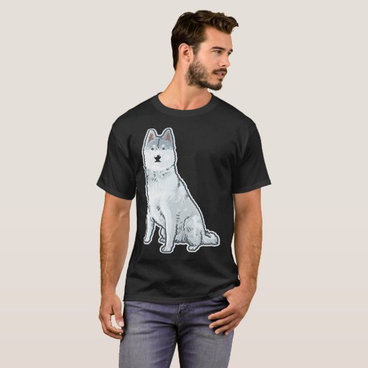 Cute Sleigh Dog Siberian Husky T-shirt (Voorkant volledig)