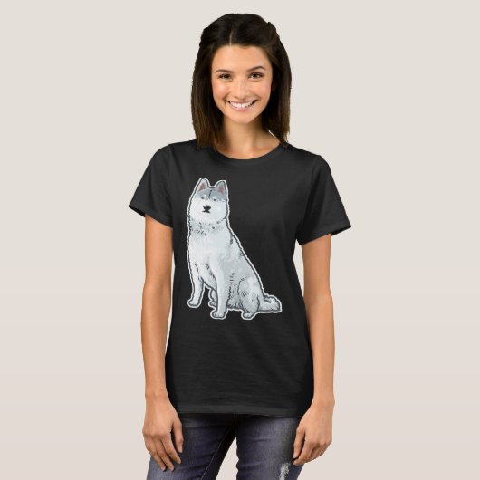 Cute Sleigh Dog Siberian Husky T-shirt (Voorkant volledig)