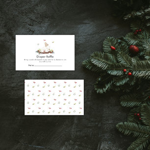 Cute Sleigh IJsbeer Luier Raffle Baby Shower  Informatiekaartje