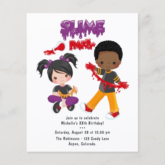 Cute Slime Feest Verjaardagsuitnodiging Flyer (Voorkant)