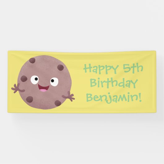 Cute slimme chocolade chip cookie cartoon spandoek (Horizontaal)