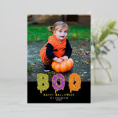 Cute Slimy Boo! Halloween Photo Gold Folie Feestdagenkaart (Staand Voorkant)
