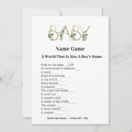 Cute Slogan Baby shower Guining Game Invitation Kaart