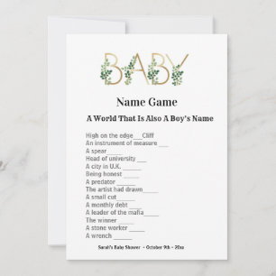 Cute Slogan Baby shower Guining Game Invitation Kaart