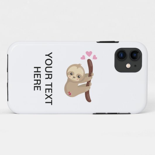 Cute sloth aangepaste tekst Case-Mate iPhone case (Achterkant (horizontaal))