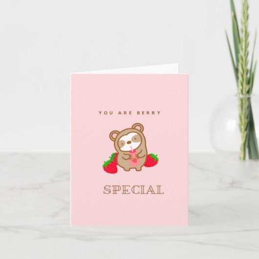 Cute Sloth aardbery Milk Kaart (Voorkant)