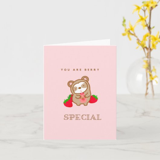 Cute Sloth aardbery Milk Kaart (Gele Bloem)