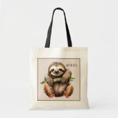 Cute sloth add name tote bag (Voorkant)