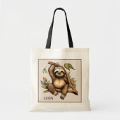 Cute sloth add name tote bag (Voorkant)