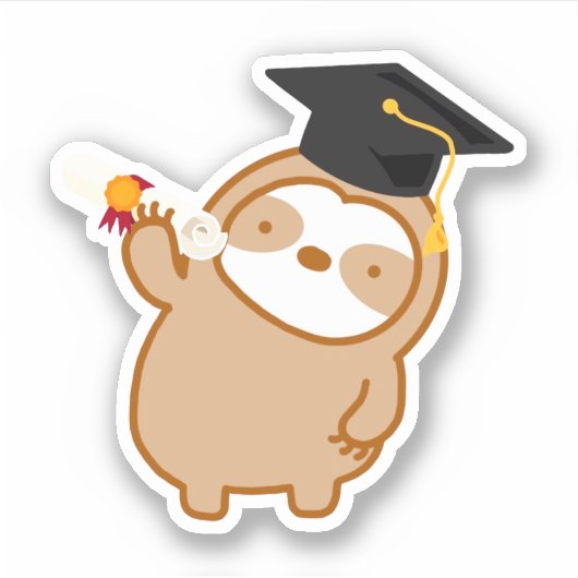 Cute Sloth Afstuderen Vinyl Sticker (Voorkant)