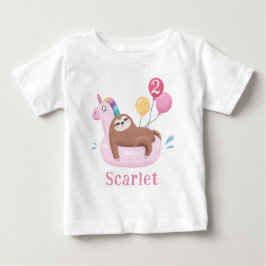 Cute Sloth and Unicorn Birthday T-Shirt