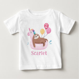 Cute Sloth and Unicorn Birthday T-Shirt