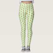 Cute Sloth Animal Yoga Lotus Pose Bleek Green Leggings (Voorkant)