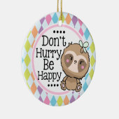 Cute Sloth Argyle is blij met Kerstmis Keramisch Ornament (Rechts)