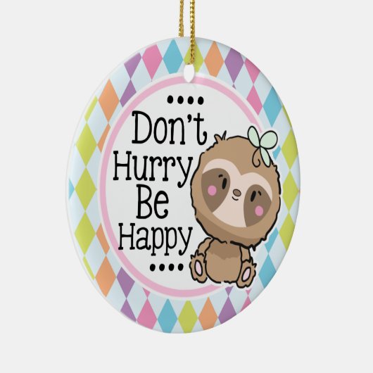 Cute Sloth Argyle is blij met Kerstmis Keramisch Ornament (Rechts)