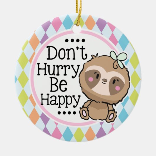 Cute Sloth Argyle is blij met Kerstmis Keramisch Ornament (Voorkant)