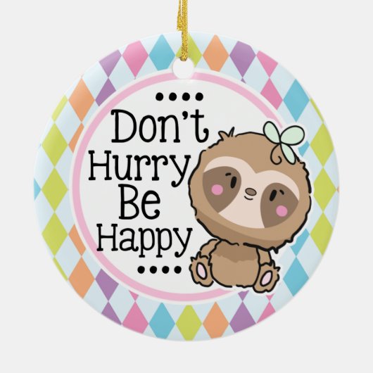 Cute Sloth Argyle is blij met Kerstmis Keramisch Ornament (Achterkant)