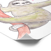Cute Sloth Art Poster Happy Sloth Animal Wall Art (Hoek)