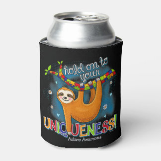 Cute sloth autisme outfit houdt vast aan je unieke blikjeskoeler