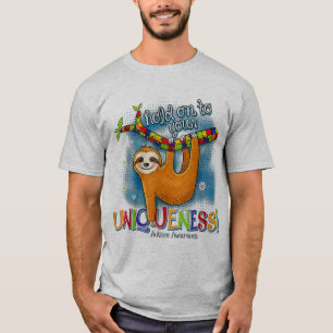 Cute sloth autisme outfit houdt vast aan je unieke t-shirt