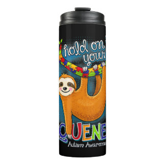 Cute sloth autisme outfit houdt vast aan je unieke thermosbeker