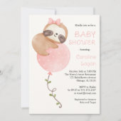 Cute Sloth Baby Girl Baby shower Kaart (Voorkant)