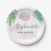 Cute Sloth Baby Girl Baby shower Papieren Bordje (Voorkant)