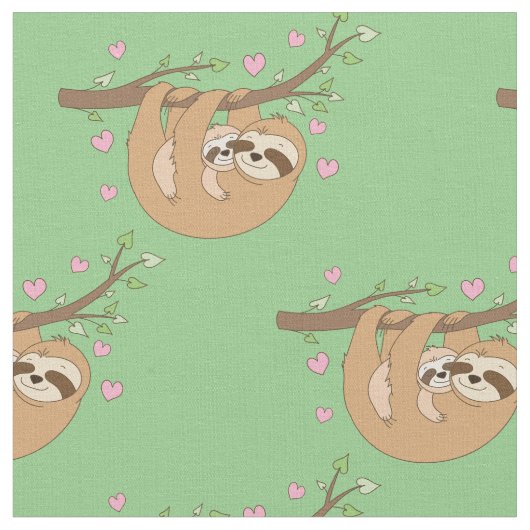 Cute Sloth Baby Nursery Decor Stof (Close Up)