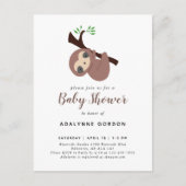 Cute Sloth Baby shower Boy Schattig Animal Invitat Uitnodiging Briefkaart (Voorkant)