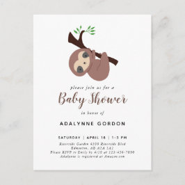 Cute Sloth Baby shower Boy Schattig Animal Invitat Uitnodiging Briefkaart