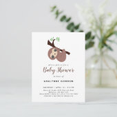 Cute Sloth Baby shower Boy Schattig Animal Invitat Uitnodiging Briefkaart (Staand voorkant)
