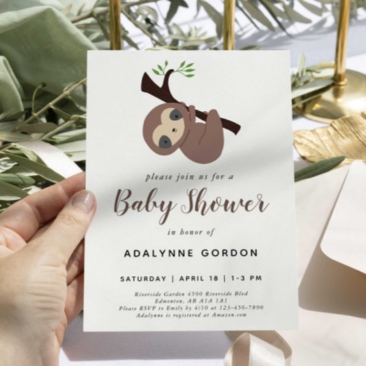 Cute Sloth Baby shower Boy Schattig Animal Kaart