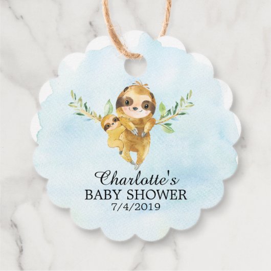 Cute Sloth Baby shower Favor Gift Label (Achterkant)