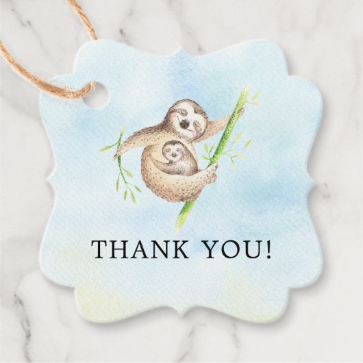 Cute Sloth Baby shower Favor Gift Label (Voorkant)