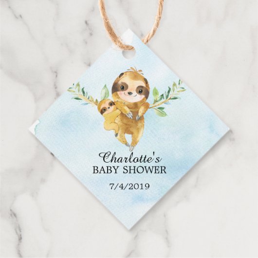 Cute Sloth Baby shower Favor Gift Label (Achterkant)