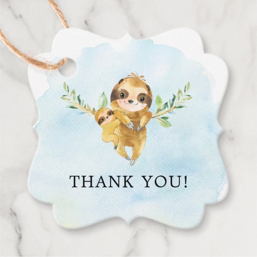 Cute Sloth Baby shower Favor Gift Label (Voorkant)