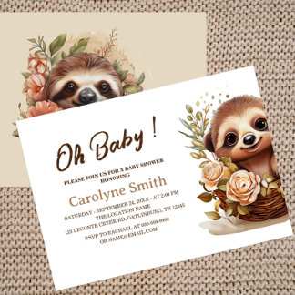Cute Sloth Baby shower Invitation Kaart
