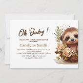 Cute Sloth Baby shower Invitation Kaart (Voorkant)