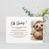 Cute Sloth Baby shower Invitation Kaart (Staand voorkant)
