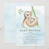 Cute Sloth Baby shower Invitation Kaart (Voorkant / Achterkant)
