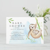 Cute Sloth Baby shower Invitation Kaart (Staand voorkant)