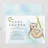 Cute Sloth Baby shower Invitation Kaart (Voorkant / Achterkant)