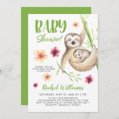 Cute Sloth Baby shower Kaart (Voorkant / Achterkant)