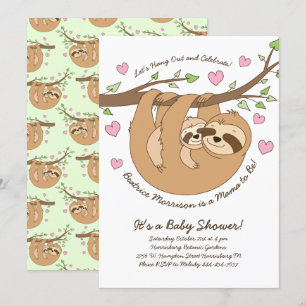Cute Sloth Baby shower Mama en Baby Kaart